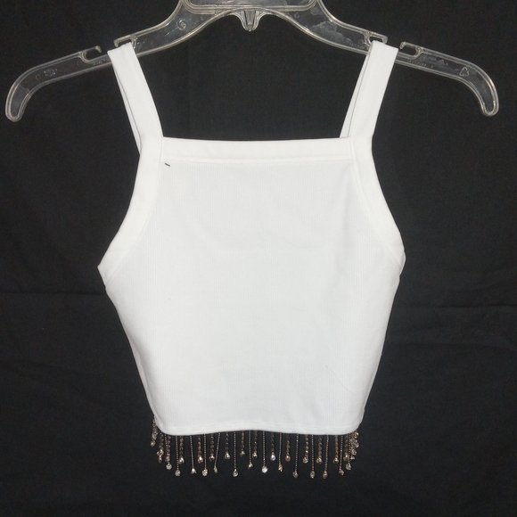 New Mix Classic - Crop Top with Rhinestone embellishment hemline - Picture 3 of 9